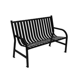 Witt M4-BCH-BK 48" Oakley Bench - Outdoor, Steel Frame, Black, Black Steel, Slatted Flat Bar