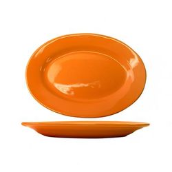 ITI CA-13-O 11 1/2" x 8 1/4" Oval Cancun Platter - Ceramic, Orange