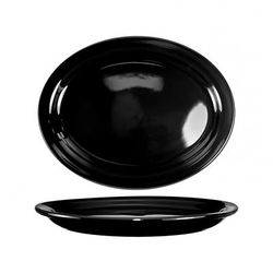 ITI CAN-13-B 11 3/4" x 9 1/4" Oval Cancun Platter - Ceramic, Black