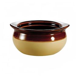 CAC OC12C 12 oz Accessories Onion Soup Crock - Ceramic, Cream/Brown