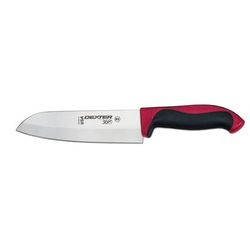Dexter Russell S360-7R-PCP 7" Stamped Santoku Knife w/ Straight Edge, Carbon Steel, Red