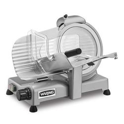 Waring WCS250SV Manual Meat & Cheese Commercial Slicer w/ 10" Blade, Belt Driven, Aluminum, 3/4 hp, Metallic, 120 V