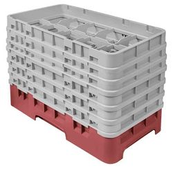 Cambro 10HS1114416 Camrack Glass Rack - (6)Extenders, 10 Compartments, Cranberry, 6 Extenders, Cranberry Base, Red