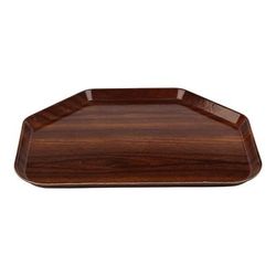 Cambro 1520TR308 Fiberglass Camtray Cafeteria Tray - 19 1/2"L x 14 1/2"W, Burma Teak, Trapezoid, Brown