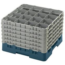 Cambro 16S1214414 Camrack Glass Rack w/ 16 Compartments - 16 Gray Extenders, Teal, Full Size, Polypropylene, Blue