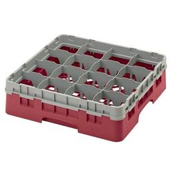 Cambro 16S418416 Camrack Glass Rack w/ 16 Compartments - 16 Gray Extender, Cranberry, 1 Gray Extender, Red