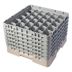 Cambro 30S1114184 Camrack Glass Rack w/ 30 Compartments - 30 Gray Extenders, Beige, Beige Base, 6 Soft Gray Extenders, Case of 2