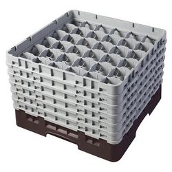 Cambro 36S1114167 Camrack Glass Rack w/ (36) Compartments - (6) Gray Extenders, Brown, Brown Base, 6 Soft Gray Extenders