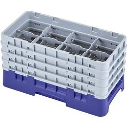 Cambro 8HS800186 Camrack Glass Rack - Half Size, (4)Extenders, 8 Compartments, Navy Blue