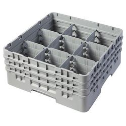 Cambro 9S638151 Camrack Glass Rack w/ (9) Compartments - (3) Gray Extenders, Soft Gray, 9 Compartments