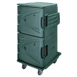 Cambro CMBHC1826TSC192 12 Tray Combination Meal Delivery Cart, 110v, Granite Green