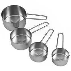 Browne 746106 Measuring Cup Set w/ 1/4, 1/3, 1/2 & 1 Cup & Wire Handles, Stainless, Stainless Steel