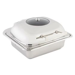 Bon Chef 20301 Half Size Chafer w/ Lift-off Lid & Induction Heat, Induction Ready, Glass Top, Silver