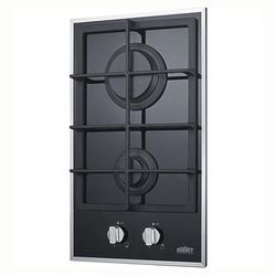 Summit GC2BGL Gas On Glass Cook Top w/ 2Sealed Burners, 11 x 18 7/8", Black