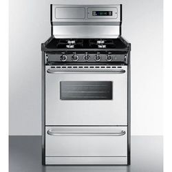 Summit TNM6307BKW 24"W Gas Stove w/ (4) Burners - Black/Stainless, Natural Gas, Silver, Gas Type: NG