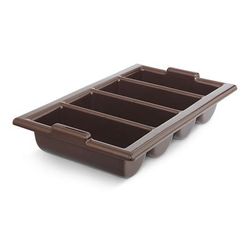 Vollrath 1375-01 4 Compartment Cutlery Bin - Plastic, Brown, 4 Compartments, 13"x21"