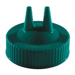 Vollrath 2300-191 Twin Tip Squeeze Bottle Replacement Cap - Wide Mouth, 16 32 oz, Green, 1 Dozen