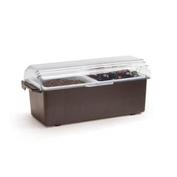 Vollrath 4740-01 2 Compartment Bar Garnish Tray - Domed Lid, Brown