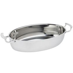 Vollrath 49445 7 5/16 qt Miramar Display Cookware Oval Au Gratin - Stainless Steel, Induction Ready, Handles, 7 Qt, Silver