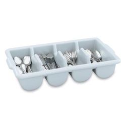 Vollrath 52651 4 Compartment Cutlery Bin - Plastic, Gray, 4 Compartments