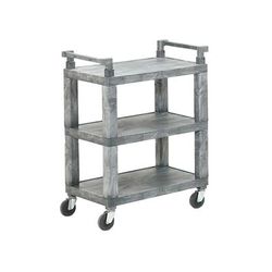 Vollrath 97112 3 Level Polymer Utility Cart w/ 200 lb Capacity, Flat Ledges, 3 Shelves, Gray