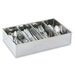Vollrath 99700 4 Compartment Cutlery Bin, Stainless, 4 Bins, Stainless Steel, Pack of 6