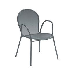emu E116HDQS (22) Ronda Heavy Duty Indoor/Outdoor Stacking Armchair - Steel, Gray, Powder Coated Steel, Antique Iron