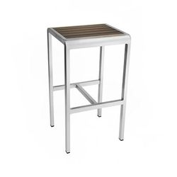 emu AB1221 (06-402) 30" Sid Backless Barstool w/ Wenge Slat Seat - Aluminum, Silver, Wenge Design, Foot Rest, Brown