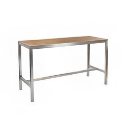 emu A1550 (06-401) Rectangular Outdoor Bar Height Table - 72" x 28", Brushed Aluminum & Faux Oak