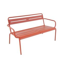 emu E166 (41) 50 1/2" Outdoor Lounge Loveseat w/ Steel Slat Back & Seat - Steel Frame, Bronze
