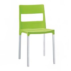 emu B9008 (59) Olly Indoor/Outdoor Stackable Side Chair - Green Plastic w/ Aluminum Frame, Polypropylene/Aluminum