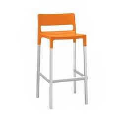 emu B9208 (66) 39" Olly Barstool w/ Solid Back & Seat - Aluminum/Plastic, Orange, Polypropylene/Aluminum, Red
