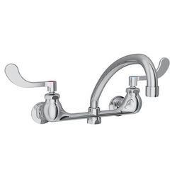 Elkay LK940AT10T4H Splash Mount Faucet w/ 10" Arched Swing Spout & 4" Wrist Blade Handles - 8" Centers, Chrome