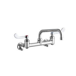 Elkay LK940TS08T4S Splash Mount Faucet w/ 10" Arched Swing Spout & 4" Wrist Blade Handles - 8" Centers, Chrome