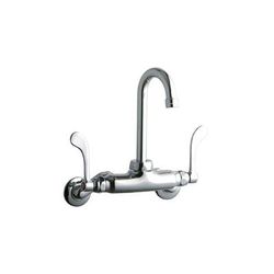 Elkay LK945GN04T4T Splash Mount Faucet w/ 4" Gooseneck Spout & 4" Wrist Blade Handles - 3 1/2" to 8" Centers