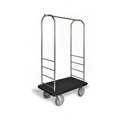 CSL 2099GY-050 Upright Hotel Luggage Cart w/ Black Carpet, Stainless, Silver