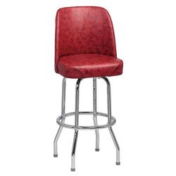 Royal Industries ROY 7721 CRM Commercial Bar Stool w/ Solid Back & Crimson Vinyl Bucket Seat, Chrome