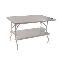 Royal Industries ROY WTFS 3072 72" 18 ga Folding Work Table w/ Undershelf & 430 Series Stainless Steel Flat Top