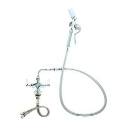 Vulcan DBFCTTS WSHDWN 4"H Deck Mount Pre Rinse Faucet - 1 1/5 GPM, Base with Nozzle, 60" Hose - Flex Inlets w/90-degree Swivel, Low-flow Spray Valve