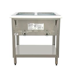 Duke 302 NG 30 3/8" Hot Food Table w/ 2 Wells & Cutting Board, Natural Gas, Silver, Gas Type: NG