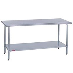 Duke 314-24144 144" 14 ga Work Table w/ Undershelf & 300 Series Stainless Steel Flat Top