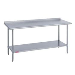 Duke 314S-3030-2R 30" 14 ga Work Table w/ Undershelf & 300 Series Stainless Steel Top, 1 1/8" Backsplash