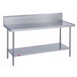 Duke 314S-3672-10R 72" 14 ga Work Table w/ Undershelf & 300 Series Stainless Steel Top, 9 1/2" Backsplash
