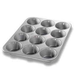 Chicago Metallic 43695 Muffin/Pecan Roll Pan, Makes (12) 3 11/16" Muffins, AMERICOAT Glazed 26 ga Aluminized Steel