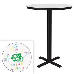 Correll BXB24DER-80-09-09 24" Round Bar Height Table - Dry Erase Markerboard Top, Cast Iron Base, Black