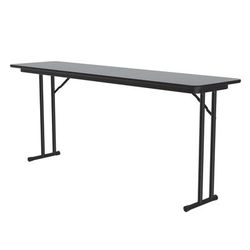 Correll ST1860PX 15 60" Rectangular Folding Seminar Table w/ Oak Top, 29"H, Black