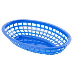 Tablecraft 1074BL Classic Oval Basket - 9 1/4" x 6 " x 1 3/4", Polyethylene, Royal Blue