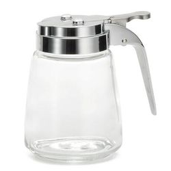 Tablecraft 1370CP 8 oz Cylindrical Dripcut Server - Glass, Chrome ABS Top, Clear