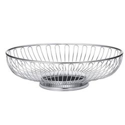 Tablecraft 4171 Oval Chalet Basket, 7 1/4 x 5 1/2" x 2 1/2", Chrome Plated, Silver
