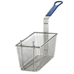 Tablecraft 428 Fryer Basket w/ Coated Handle & Front Hook, 13 1/4" x 5 3/4" x 5 1/4", Blue